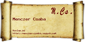 Menczer Csaba névjegykártya